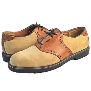 Claybrooke Footwear Utah Leather Brown & Tan Lace-up Saddle Oxford Size 9.5